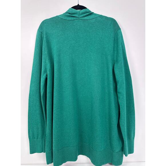 Lands’ End Women’s XL Emerald Green Open Front Long Cardigan Sweater - Picture 3 of 13